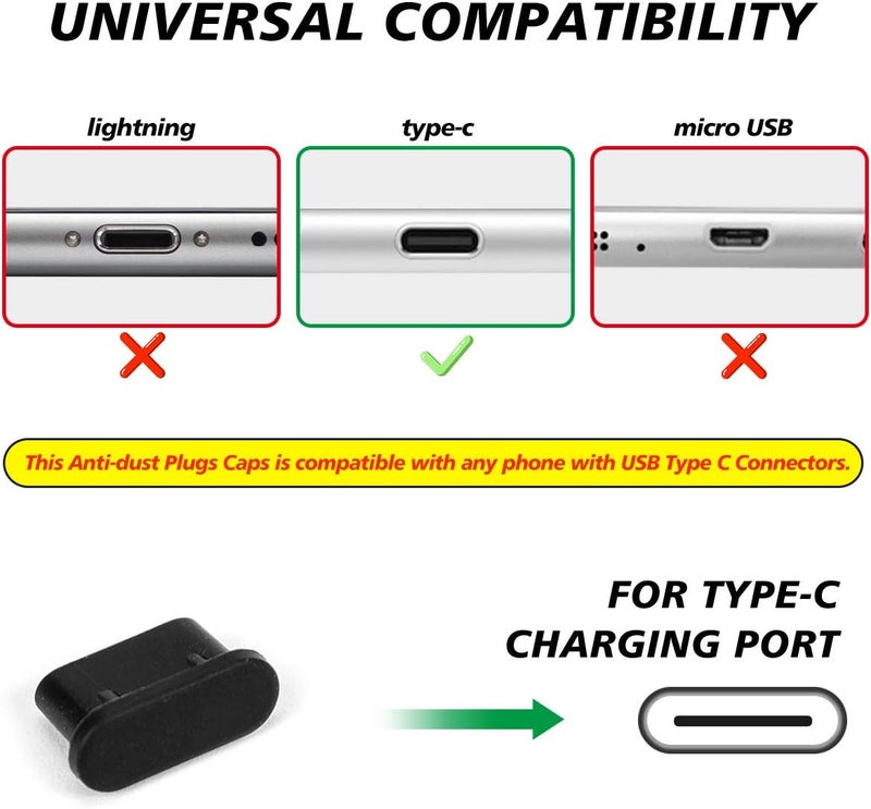 CaseBuy غطاء USB C، 10 حزمة من واقي منفذ الشحن من نوع C ضد الغبار لجهاز iPhone 17 16 15 Pro Max، Samsung Galaxy S24، S23، S22 Ultra S21 FE S20، Note 20، جميع أجهزة USB C و MacBook Laptop - Image 2